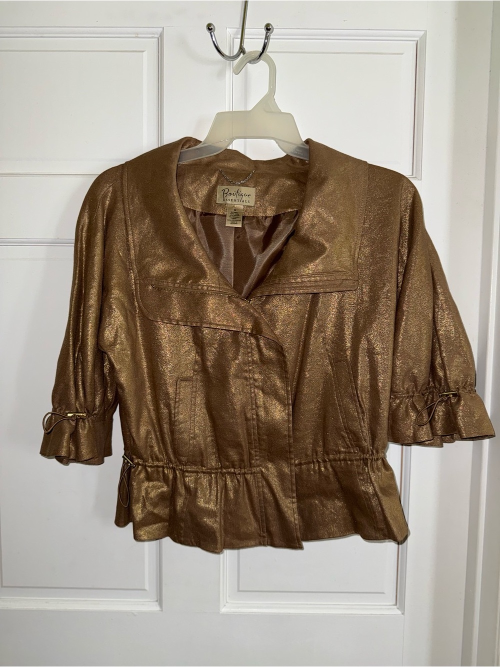 Boutique Essentials Metallic Bronze Peplum Jacket